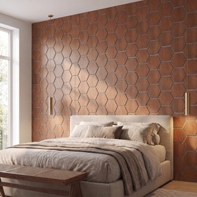 Hexagon Panel Gerookt Eiken met Grijs Vilt 81CM | Akoestisch | Wanddecor | Zeshoekig- Grijs vilt
