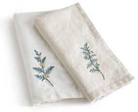 Set van 2 servietten in gewassen linnen, Wintergreen