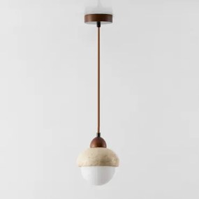 Davise Hangende Plafondlamp Ø15 Cm In Travertijn En Hout Travertine - Sklum