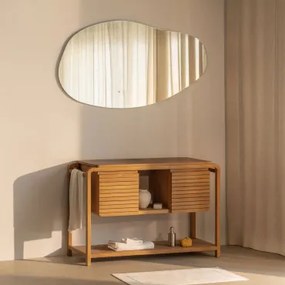 Bradley Teakhouten Badkamermeubelset Without Sink & Oval Led And Antifog 140x75 Cm Jynox & Zonder Kraan & ↔︎ 120 Cm - Sklum