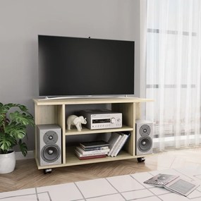 vidaXL Tv-meubel met wieltjes 80x40x40 cm spaanplaat sonoma eikenkleur