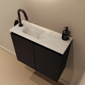 Mondiaz Ture DLux toiletmeubel 60cm urban met wastafel opalo links met kraangat