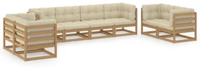 vidaXL 8-delige Loungeset met kussens massief grenenhout