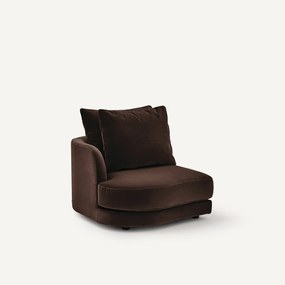 Halve bank links, afgerond, modulair, van fluweel, TIBERIO
