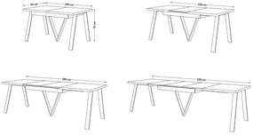 AVERY Wit mat/onderkant zwart - LOFT/INDUSTRIËLE TAFEL VOOR WOONKAMER/EETKAMER UITKLAPBAAR TOT 330 cm!