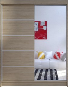 Kledingkast Closico 143, Sonoma eik, 200x150x58cm, 124 kg, Kledingkast deuren: Schuivend, Aantal planken: 5, Aantal planken: 5