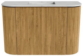 Mondiaz Joya DLux 65cm toiletmeubel ronding links/rechts oak met wastafel faye midden zonder kraangat opalo