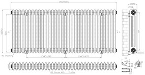 Eastbrook Imperia 3 koloms radiator 145x60cm 3024W wit glans