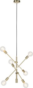 Eettafel / Eetkamer Art Deco hanglamp messing 6-lichts - Sydney Design, Retro E27 Binnenverlichting Lamp