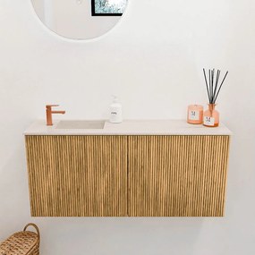 Mondiaz Joya DLux 90cm toiletmeubel oak met wastafel faye links 1 kraangat meli