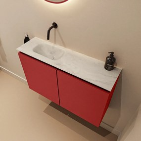 Mondiaz Ture DLux toiletmeubel 80cm fire met wastafel opalo links zonder kraangat