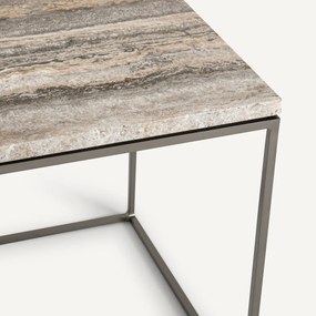 Bijzettafel, bovenblad in travertin, Mahaut