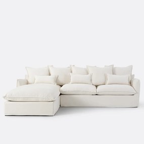 Hoekbank links, omvormbaar, afneembare hoes, 4-zits, gemêleerd polyester, ODNA