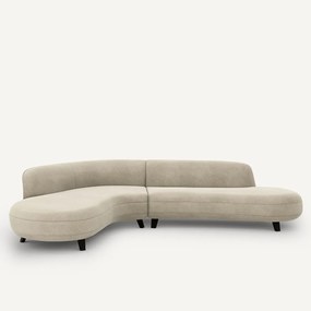 Hoekbank van linnen fluweel, Rosebury, ontwerp door Emmanuel Gallina