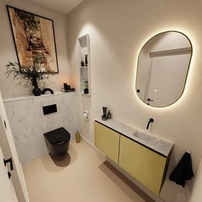 MONDIAZ TURE-DLUX 100cm toiletmeubel Oro. EDEN wastafel Opalo positie rechts. Zonder kraangat. TUREDX100OROR0OPA