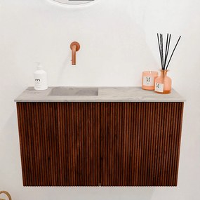Mondiaz Joya DLux 70cm toiletmeubel ruby met wastafel faye links zonder kraangat glace