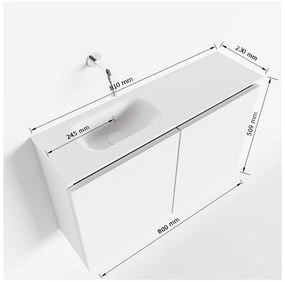 Mondiaz Ture 80cm toiletmeubel army met wastafel talc links geen kraangat