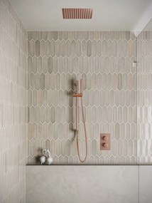 Saniclear Cube inbouw regendouche met inbouw douchekop 30x30cm, glijstang en staafhanddouche geborsteld koper