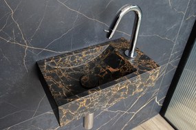 Saniclear Athens Portoro Gold fonteinset met gebogen kraan in chroom