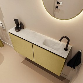 Mondiaz Ture DLux toiletmeubel 100cm oro met wastafel opalo rechts met kraangat