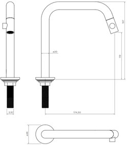 Clou Kaldur fonteinkraan 17.5cm links chroom