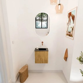 Mondiaz Joya DLux 40cm toiletmeubel oak met wastafel faye rechts zonder kraangat lava