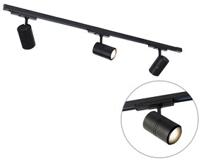 Railsysteem zwart incl. LED dimbaar 3-lichts 3-fase rechts - Ruler 38 Modern Binnenverlichting Lamp