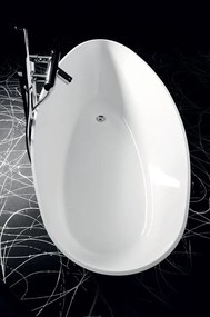 Gelco Elipsie vrijstaand bad wit glans mineraalmarmer 160x70cm