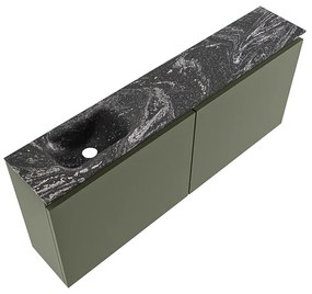 Mondiaz Ture DLux toiletmeubel 120cm army met wastafel lava links zonder kraangat