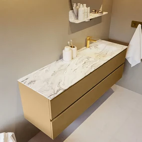 Mondiaz Vica DLux badmeubel 150cm oro 2 lades met wastafel glace rechts 1 kraangat