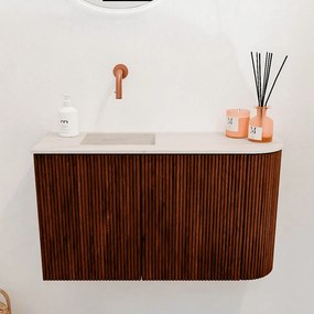 Mondiaz Joya DLux 70cm toiletmeubel ronding rechts ruby met wastafel faye links zonder kraangat meli