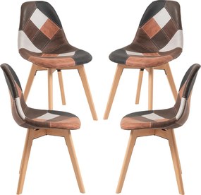 Set van 4 Kelen Patchwork Kunstlederen Stoelen