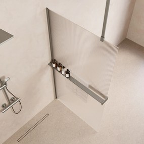 Saniclear Bright inloopdouche 110cm met handdoekhouder en ribbelglas RVS