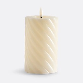 Gedraaide LED kaars in wax H14,8 cm, Caspar