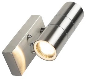 Buiten wandlamp staal 2-lichts IP44 met schemersensor - Duo