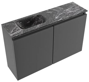 Mondiaz Ture DLux toiletmeubel 80cm dark grey met wastafel lava links zonder kraangat