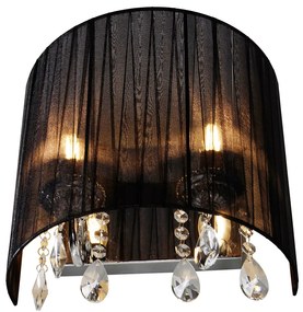 Klassieke wandlamp chroom met zwarte kap - Ann-Kathrin 2