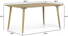 Dining Tuintafel rechthoekig 160 x 90 cm Teak Old teak greywash Julia
