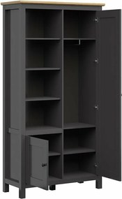 Kledingkast Sordoro 128, Grafiet, Artisan eiken, 203x106x44cm, 84 kg, Kledingkast deuren: Met scharnieren