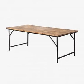Rechthoekige Eettafel 200x100 Cm Opvouwbaar In Mangohout En Ijzer Zwarte Koolstof - Sklum