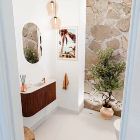 Mondiaz Joya DLux 85cm toiletmeubel ronding links/rechts ruby met wastafel faye midden 1 kraangat meli