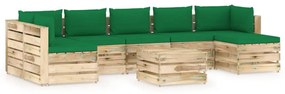 vidaXL 8-delige Loungeset met kussens groen geïmpregneerd hout