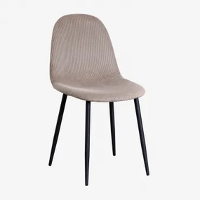 Set Van 4 Glamm Eetkamerstoelen Zwart & Corduroy Bruin - Mokka & Pana - Sklum