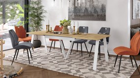 AVERY eik Craft Goud/ onderkant wit - LOFT/INDUSTRIËLE TAFEL VOOR WOONKAMER / EETKAMER UITKLAPBAAR TOT 330 cm!