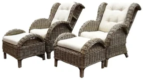 Naturel lounge balkonset 4-delig naturel rotan wit