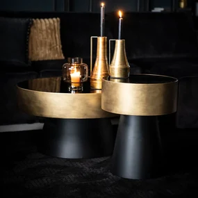 By-Boo Bunga Small Ronde Bijzettafel Zwart Met Goud - 40 X 40cm.