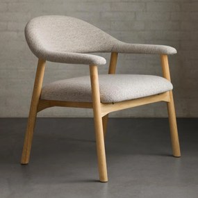 Fauteuil Eiken Met Beige Boucle