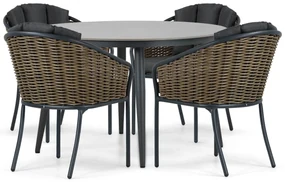 Tuinset Ronde Tuintafel 4 personen 120 cm Aluminium/wicker Grijs Santika Furniture Santika Tika