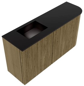 Mondiaz Joya 80cm toiletmeubel ronding rechts dusk met wastafel faye links 1 kraangat urban