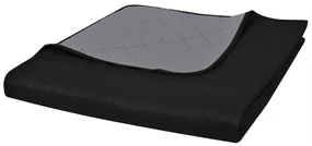 vidaXL Bedsprei gewatteerd dubbelzijdig 230x260 cm zwart/grijs